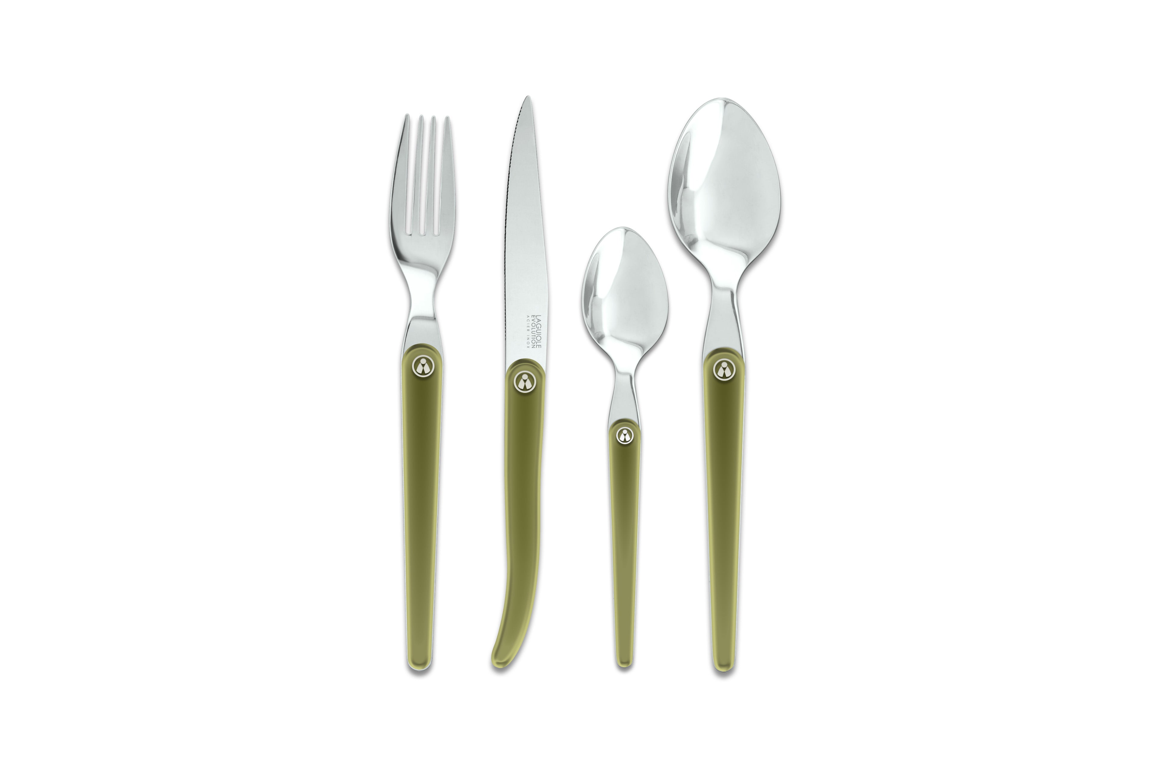 Ménagère manche acidulé bee laguiole héritage vert olive