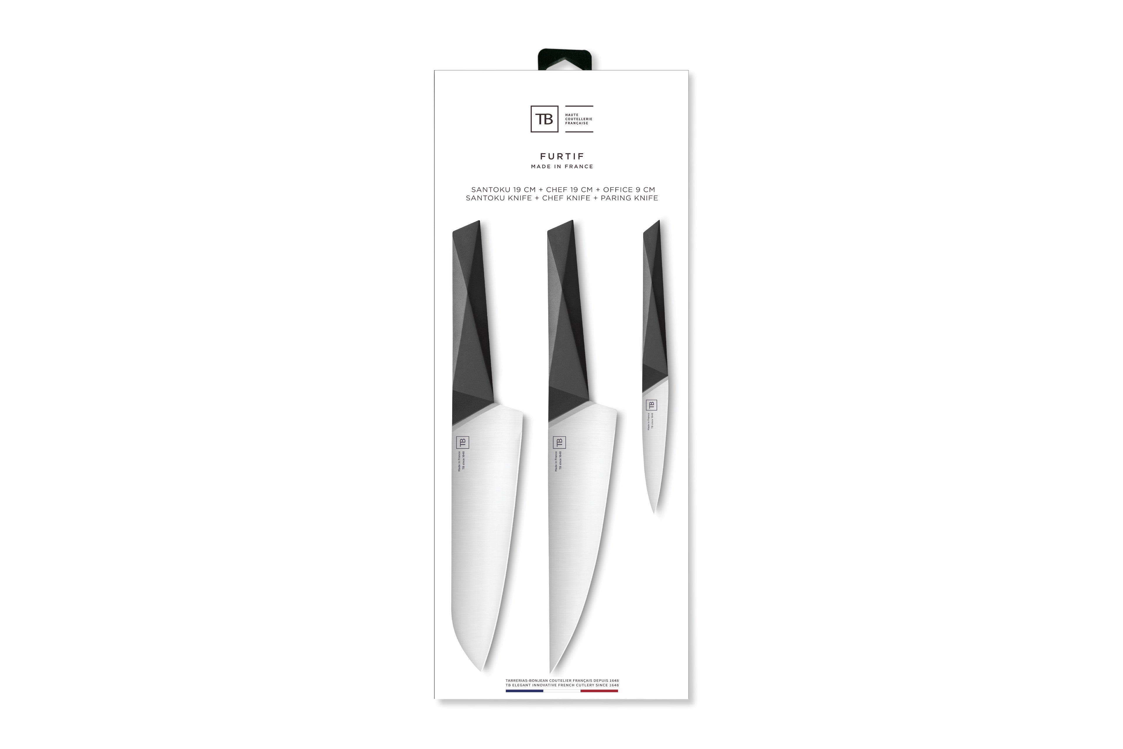 Coffret de 3 couteaux furtif lame blanche