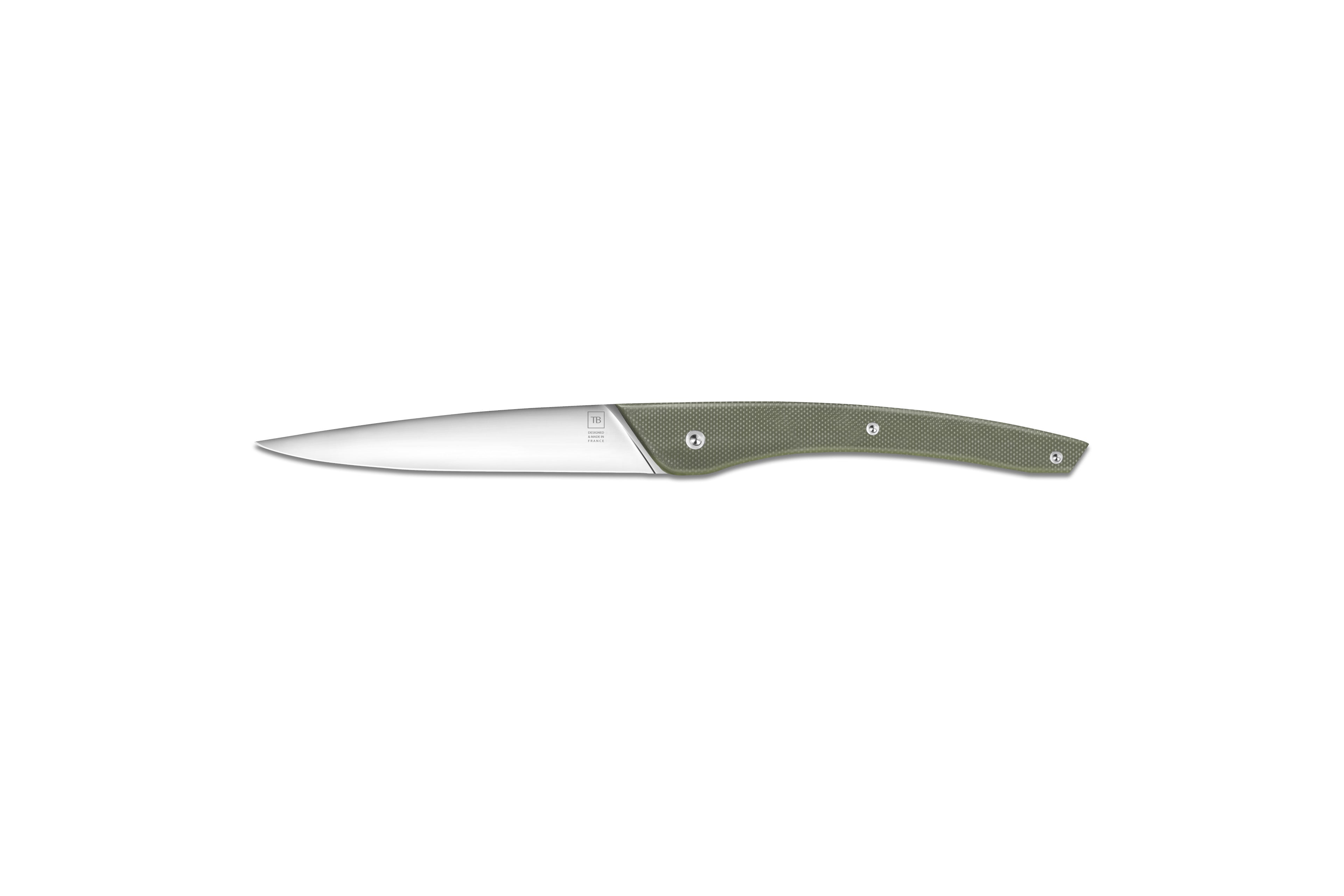 Couteaux de table Auguste G10 Vert Lame Blanche