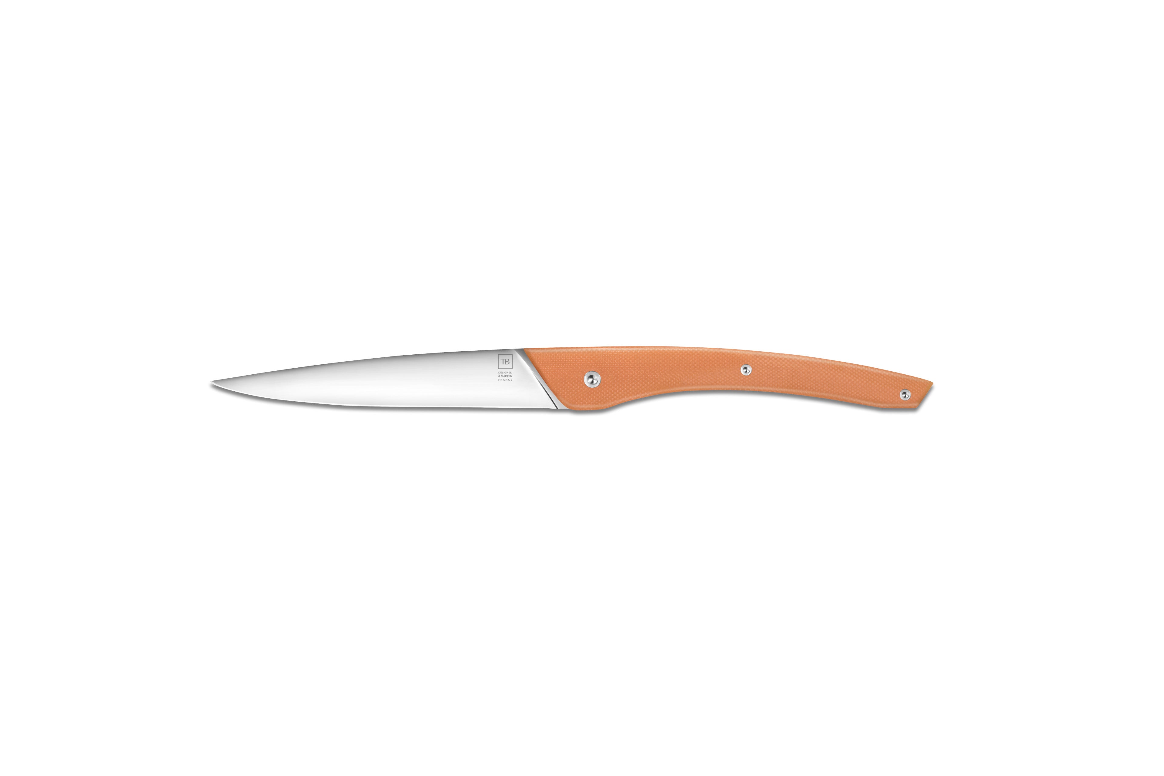 Couteaux de table Auguste G10 Orange Lame blanche