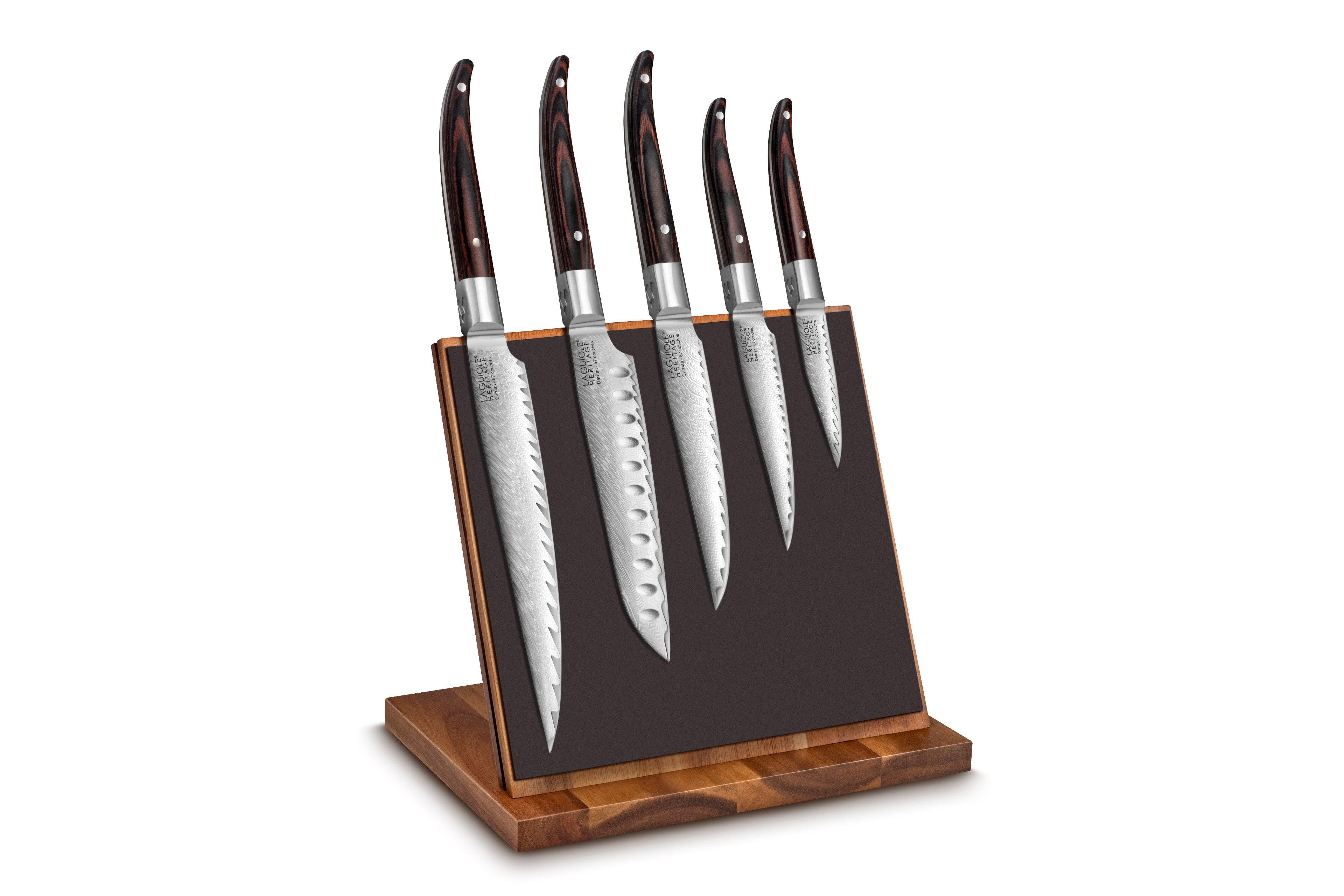 Bloc Cuisine 5 couteaux Laguiole Héritage Damas